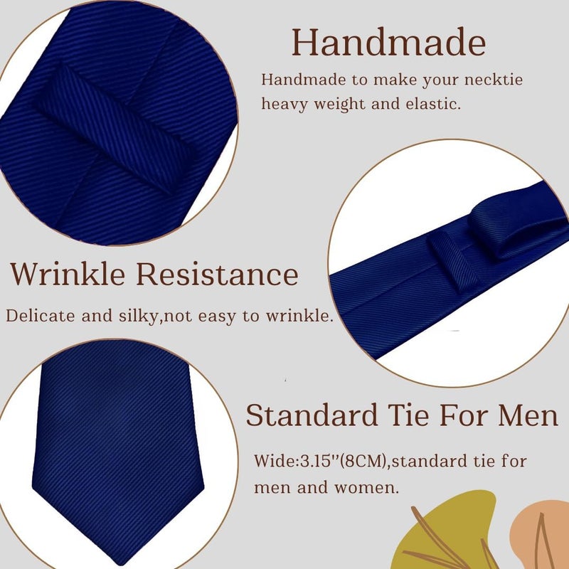 WOXVM Men's Ties Classic Solid Pure Color 3.15" (8CM) Mens Necktie, Premium Formal Black Ties For Men Business Wedding Party - Image 3